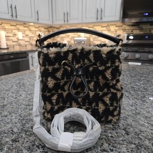 Michael Kors Black and Tan Textured Shoulder Bag